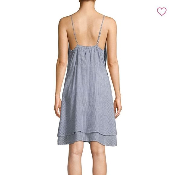 Rails August Bow Tie Dress in August Blue Chambray Pinstripe NWT size Large - Picture 3 of 14